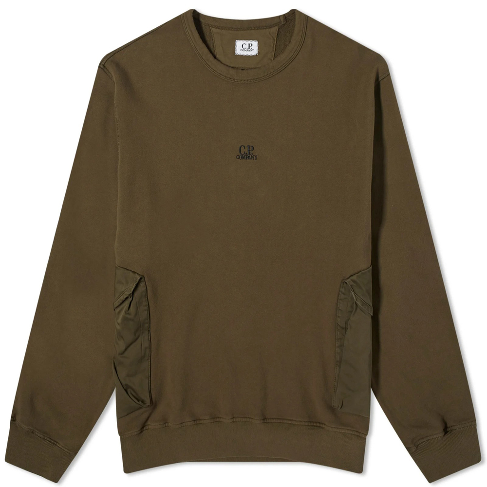 C.P. COMPANY Long-Sleeve Crewneck Sweatshirt With Subtle Logo And Ribbed Details